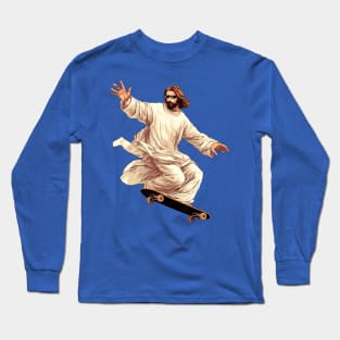 Jesus Skate Shred with Thug Life glasses Long Sleeve T-Shirt